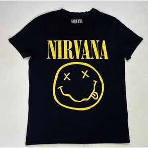 Nirvana Logo Graphic T-shirt Men Medium Black Short Sleeve Music